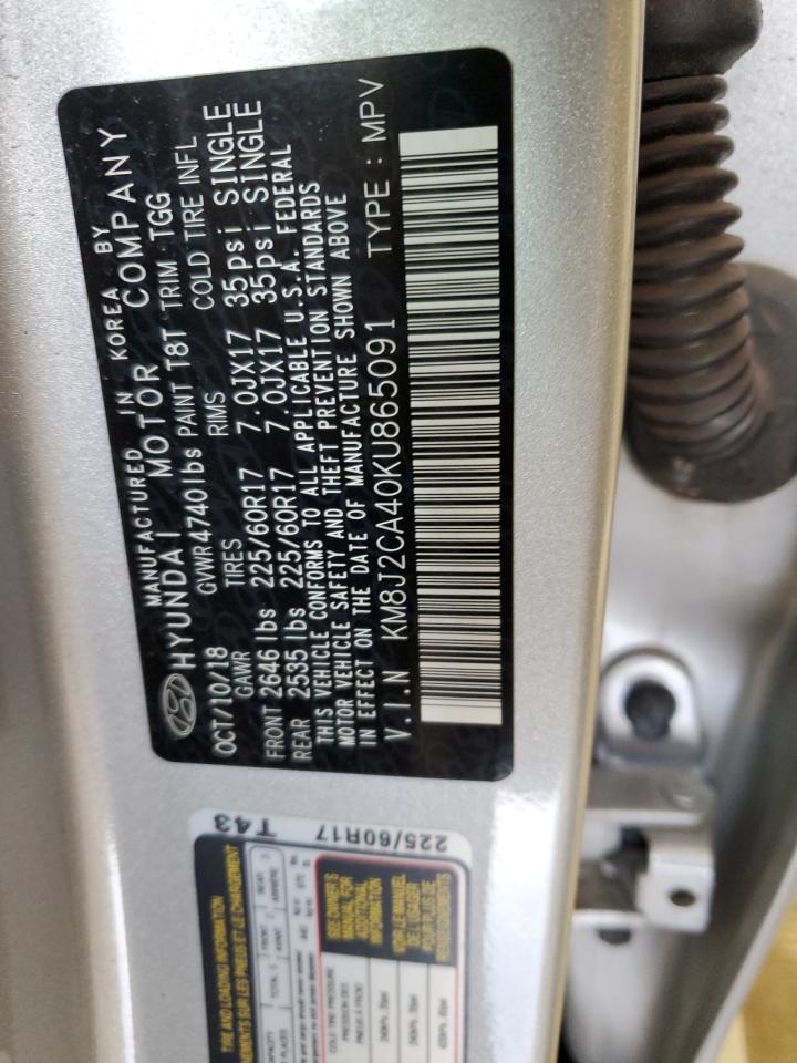 2019 Hyundai Tucson Se VIN: KM8J2CA40KU865091 Lot: 64155694