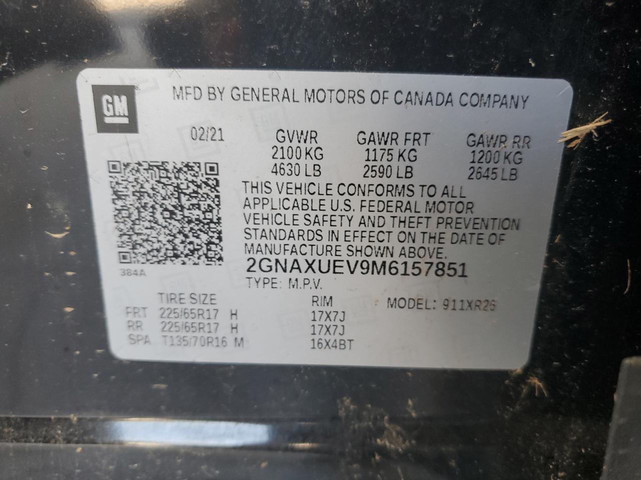 2GNAXUEV9M6157851 2021 CHEVROLET EQUINOX - Image 13