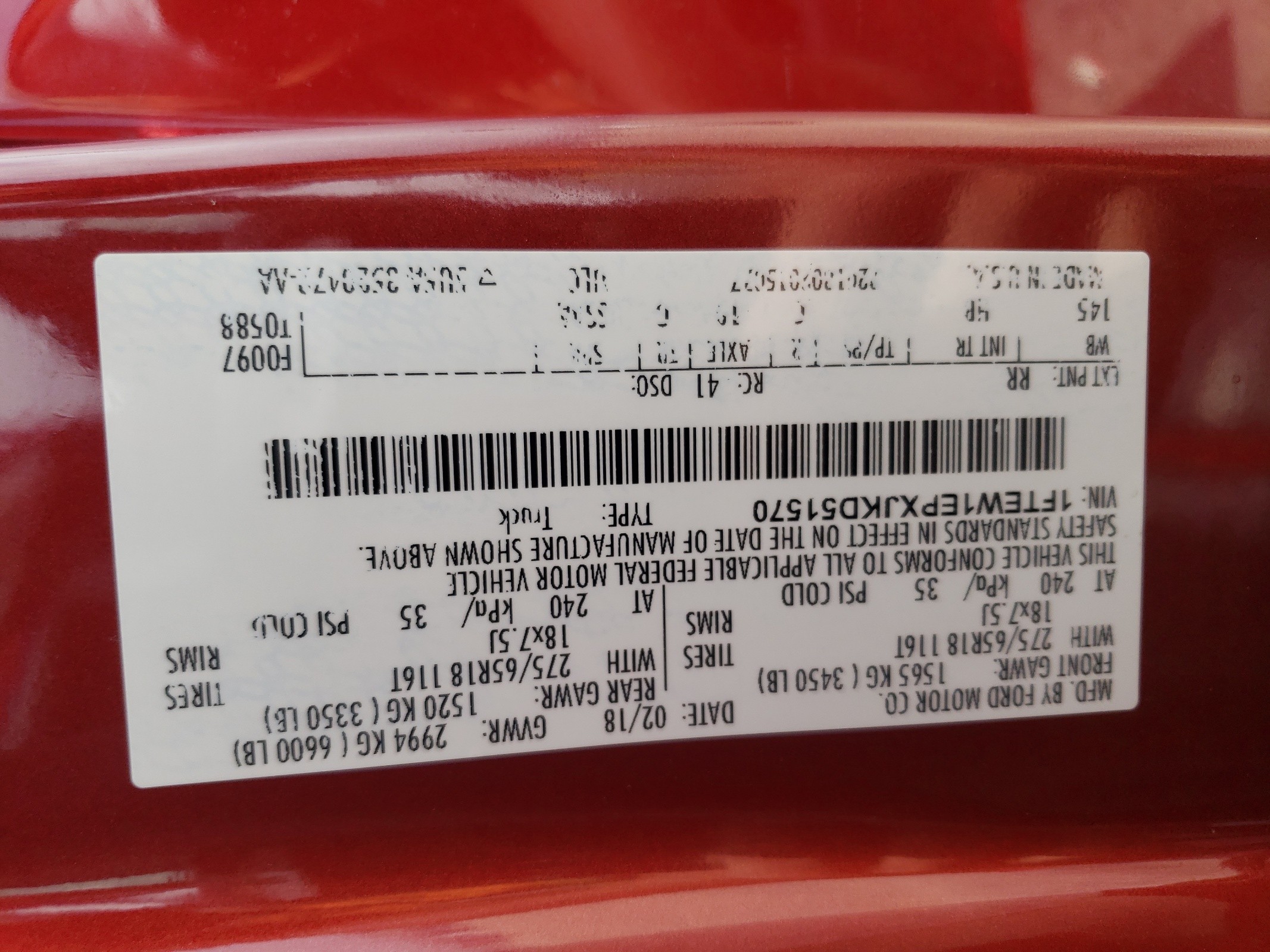 1FTEW1EPXJKD51570 2018 Ford F150 Supercrew