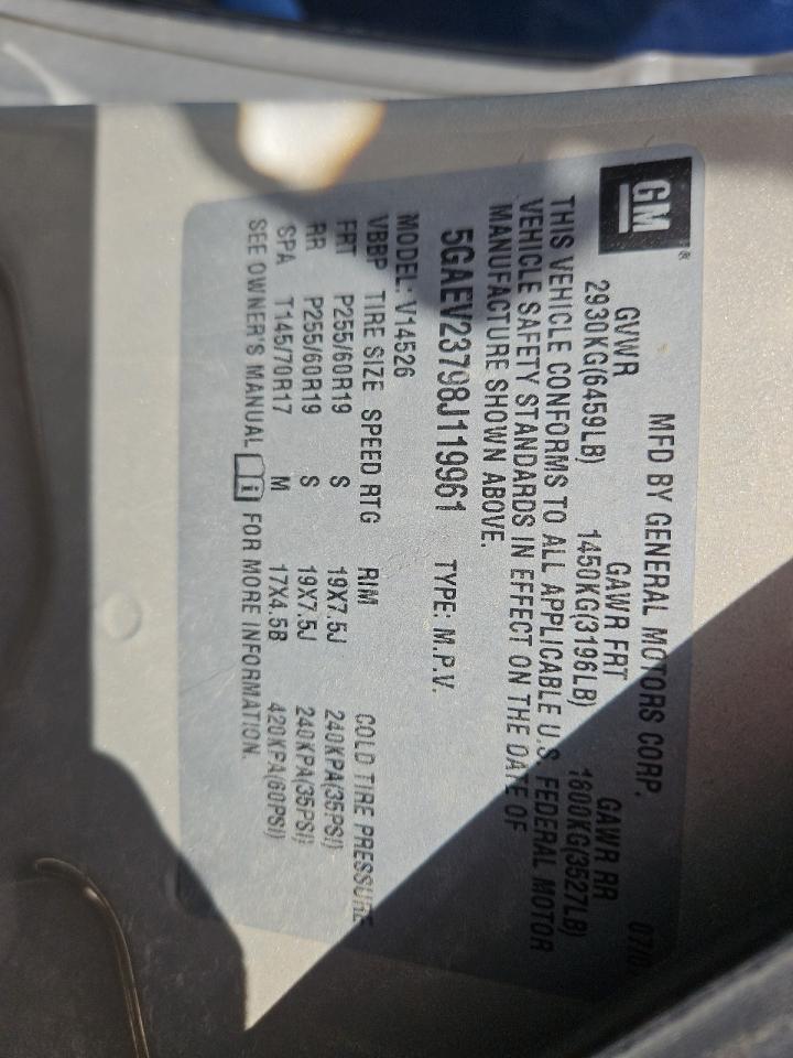 2008 Buick Enclave Cxl VIN: 5GAEV23798J119961 Lot: 63244444