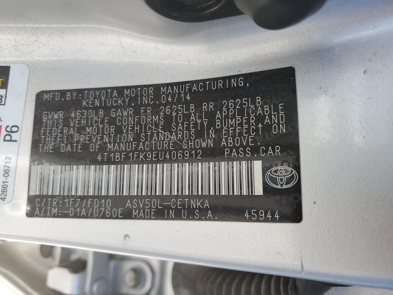 4T1BF1FK9EU406912 2014 Toyota Camry L