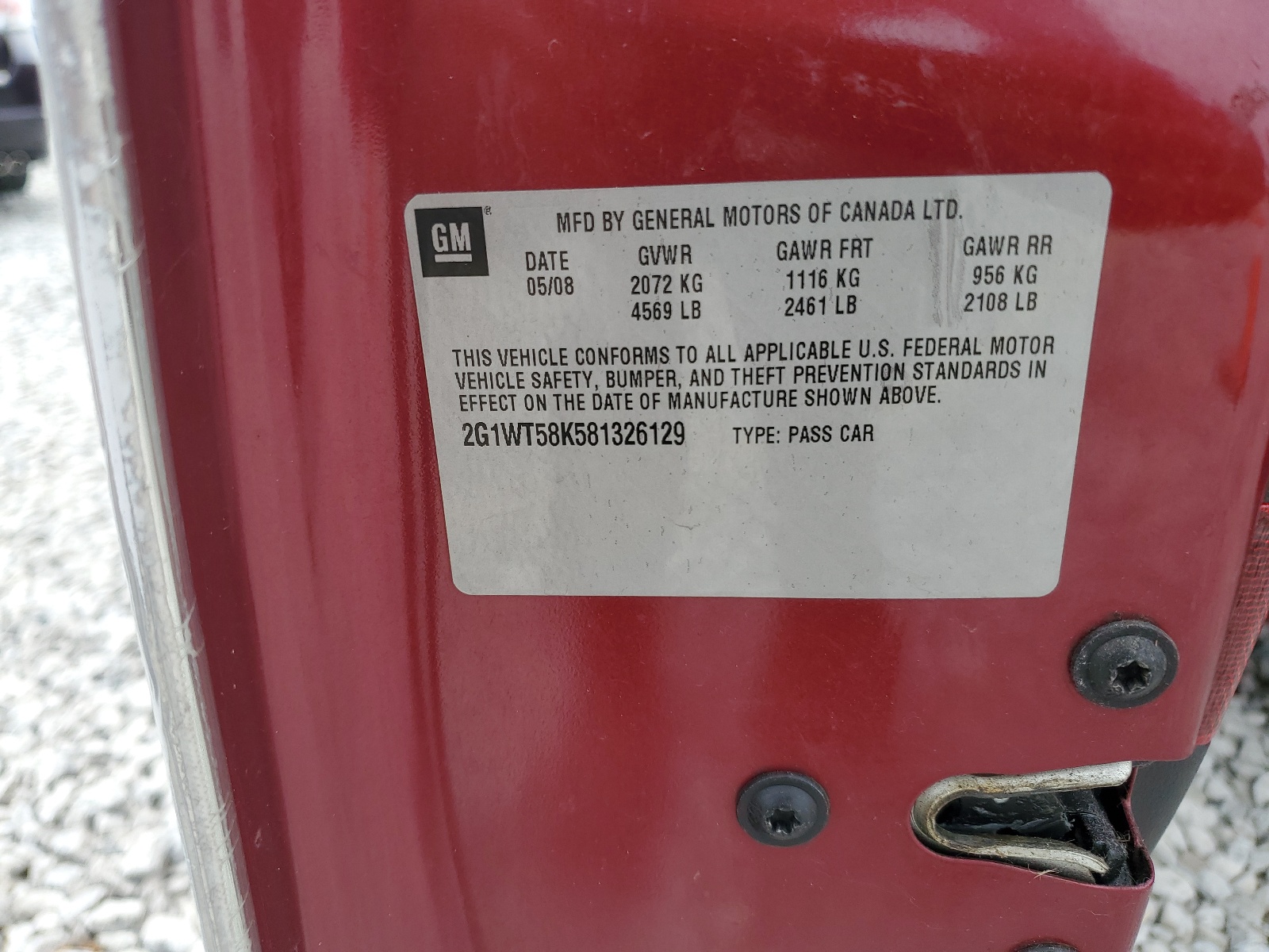 2G1WT58K581326129 2008 Chevrolet Impala Lt