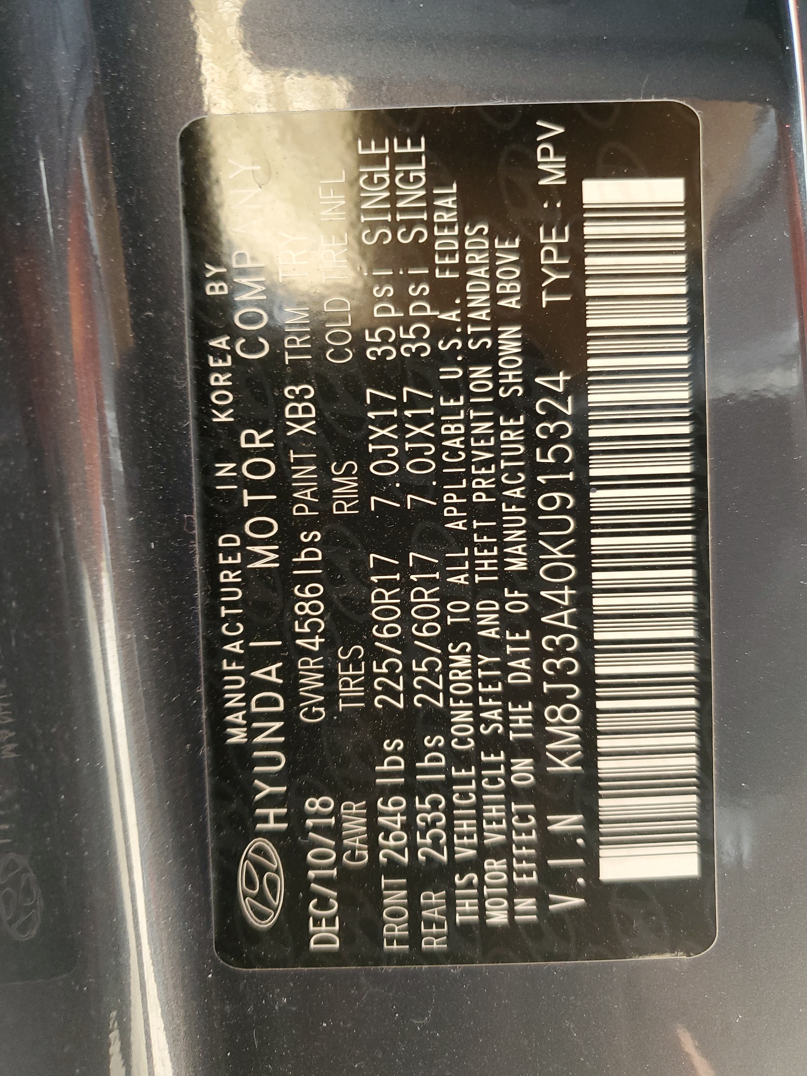 KM8J33A40KU915324 2019 Hyundai Tucson Limited