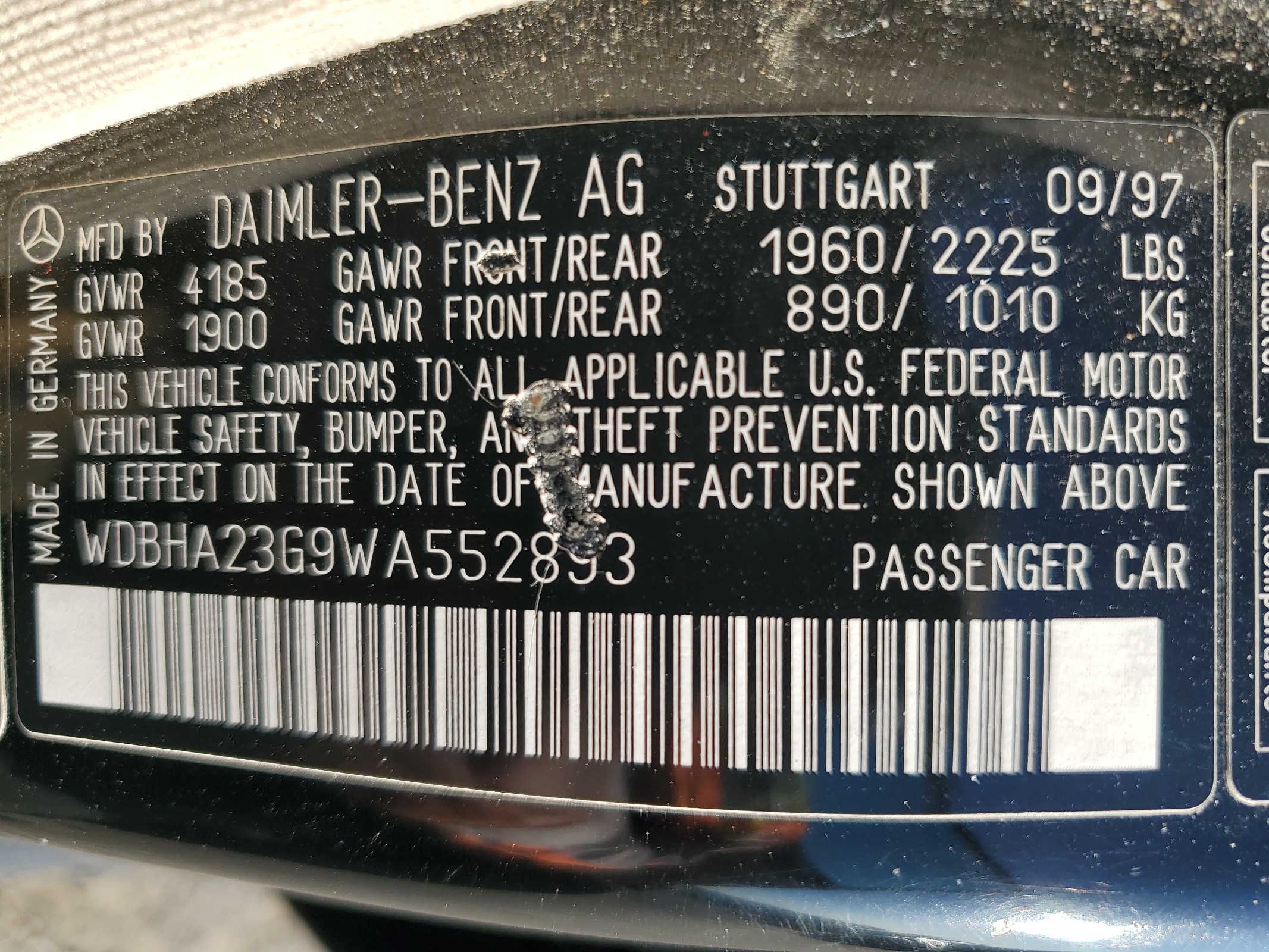 WDBHA23G9WA552893 1998 Mercedes-Benz C 230