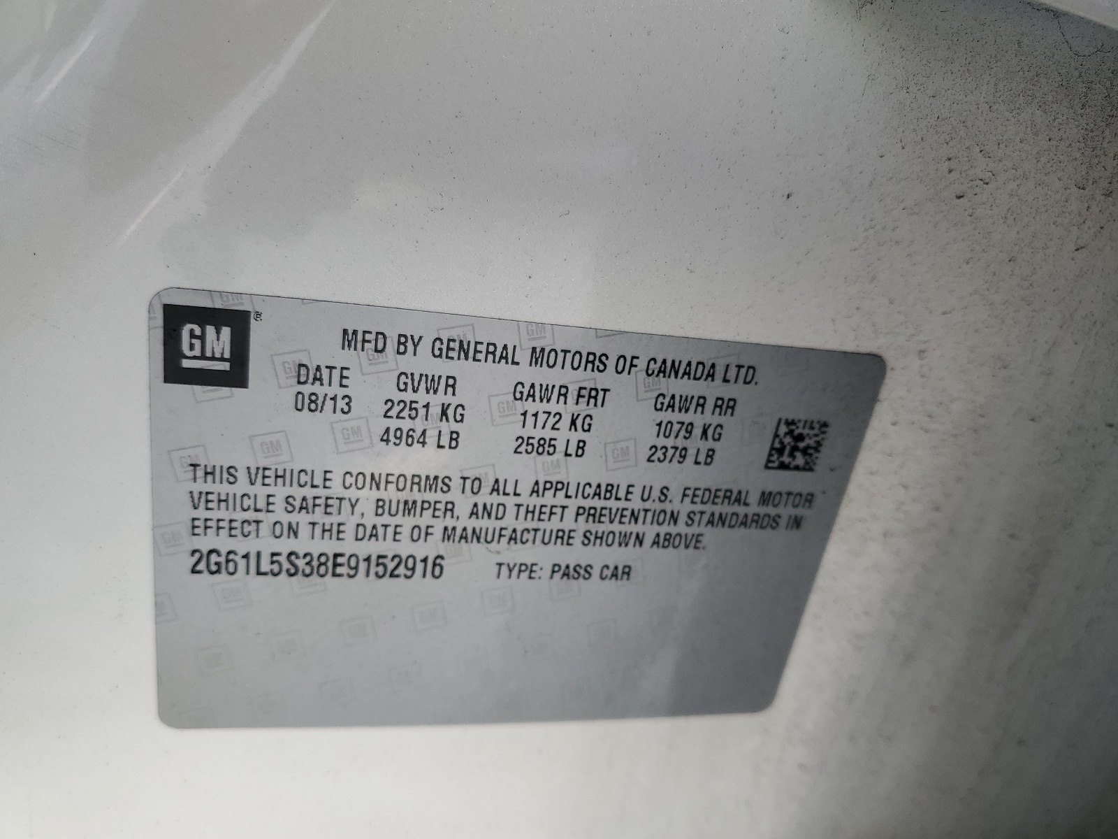 2G61L5S38E9152916 2014 Cadillac Xts