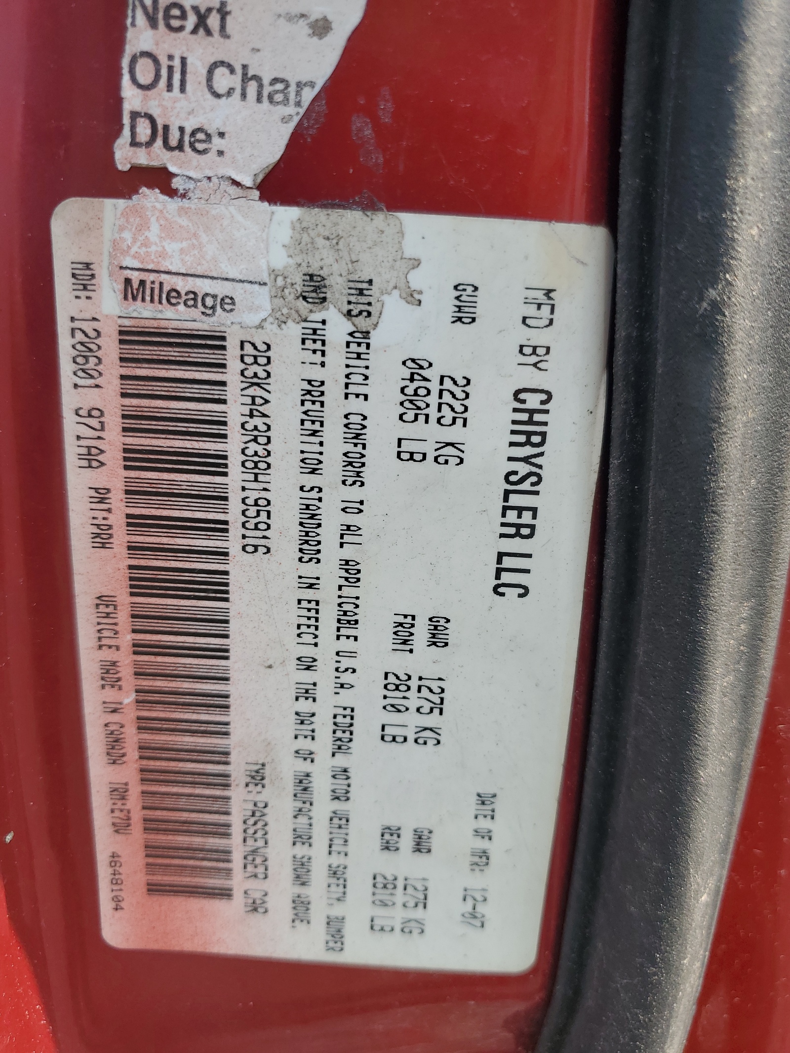 2B3KA43R38H195916 2008 Dodge Charger