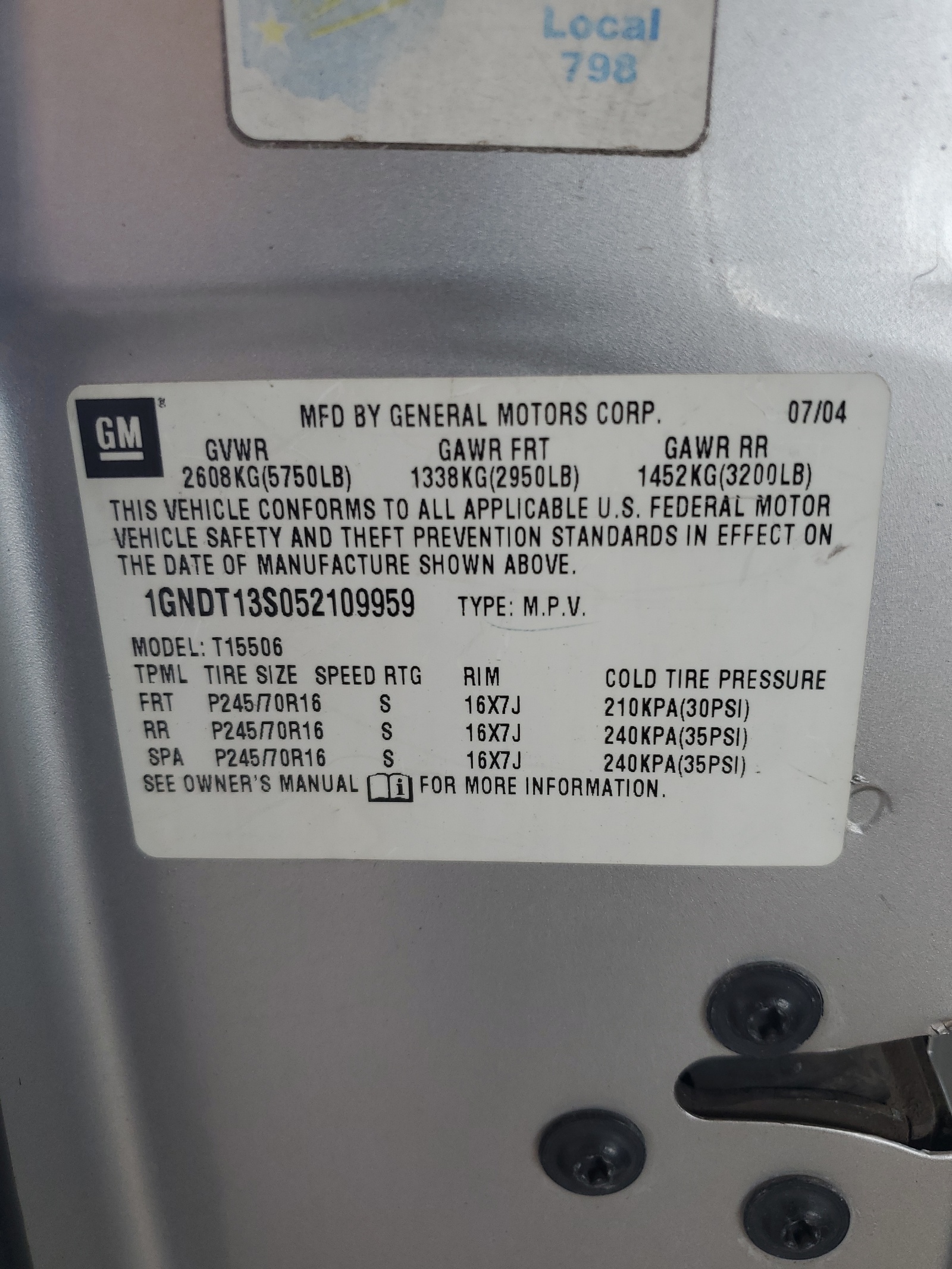 1GNDT13S052109959 2005 Chevrolet Trailblazer Ls