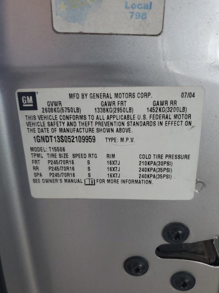 2005 Chevrolet Trailblazer Ls VIN: 1GNDT13S052109959 Lot: 63838484