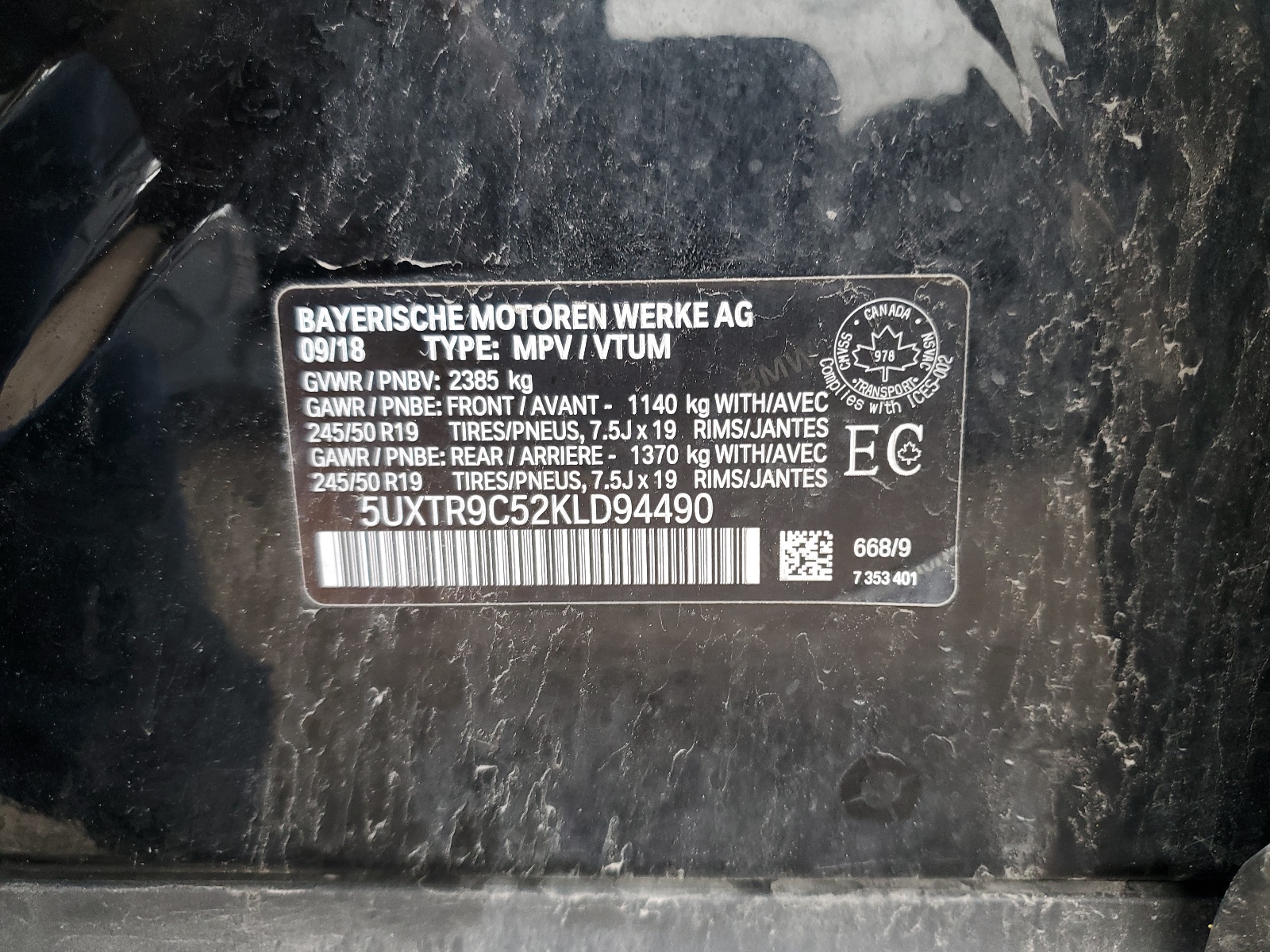 5UXTR9C52KLD94490 2019 BMW X3 xDrive30I