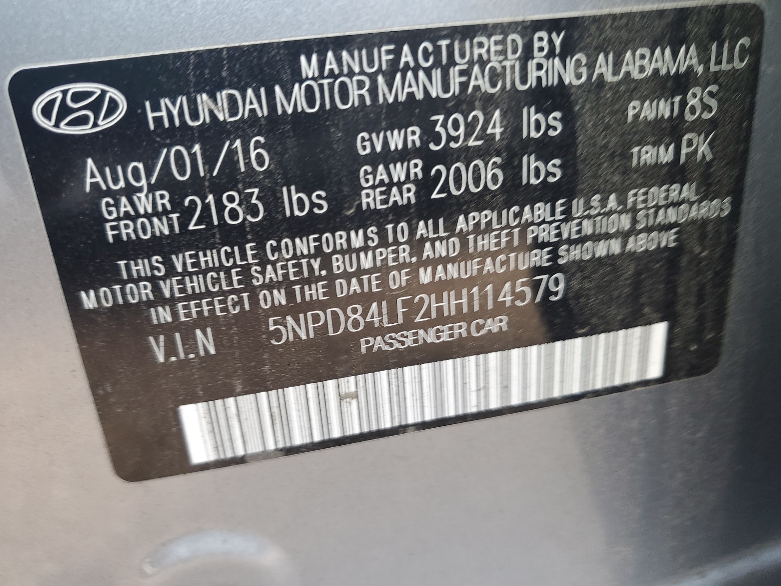 5NPD84LF2HH114579 2017 Hyundai Elantra Se