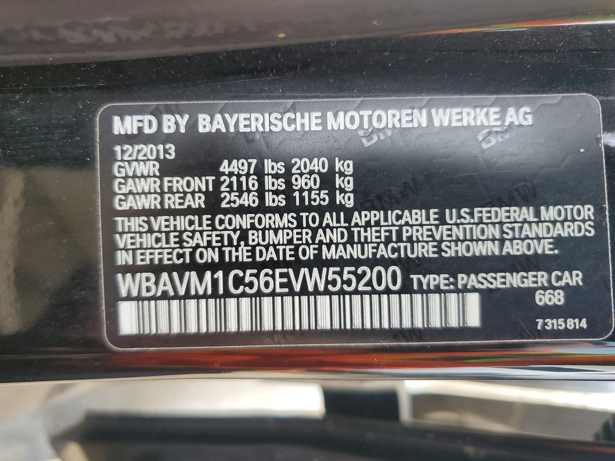 WBAVM1C56EVW55200 2014 BMW X1 Sdrive28I