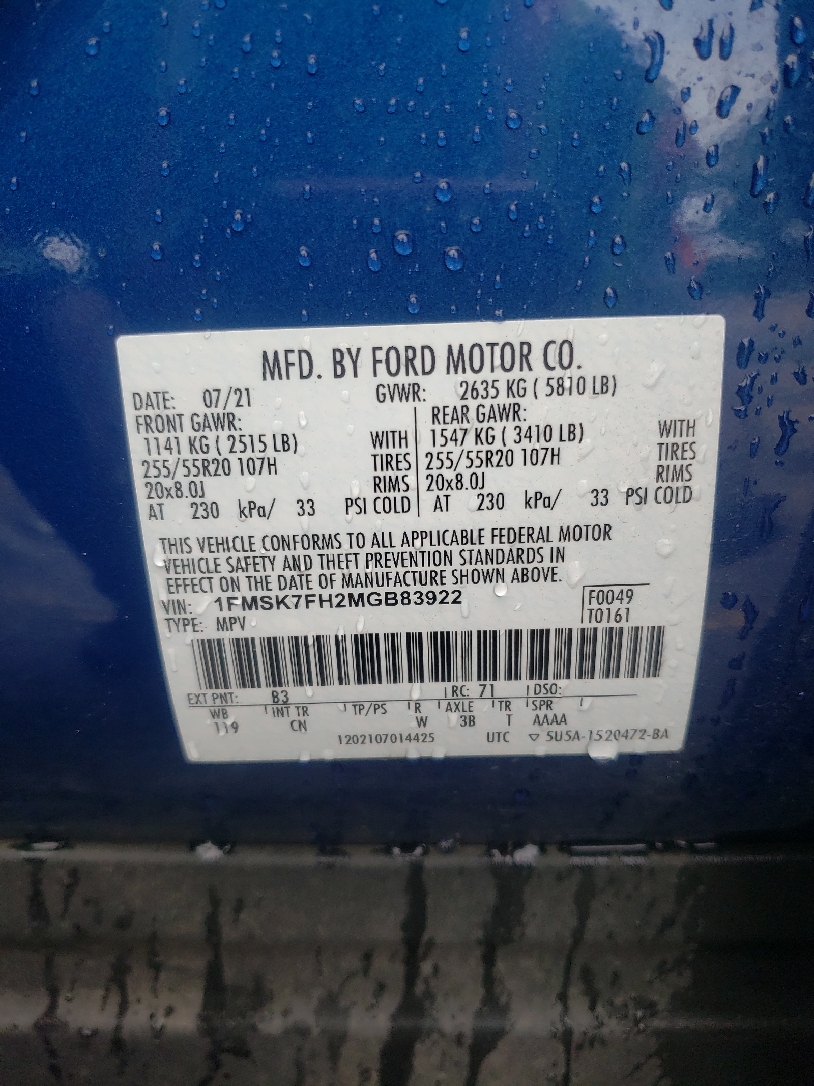 1FMSK7FH2MGB83922 2021 Ford Explorer Limited