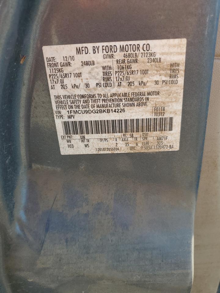 2011 Ford Escape Xlt VIN: 1FMCU9DG2BKB14226 Lot: 62843234