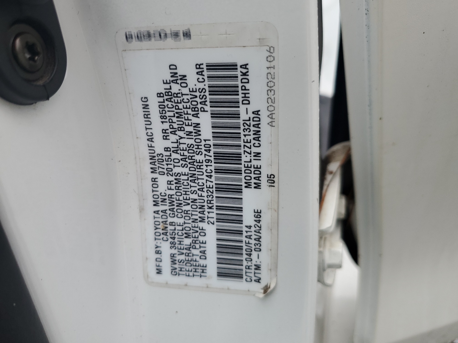 2T1KR32E74C197401 2004 Toyota Corolla Matrix Xr