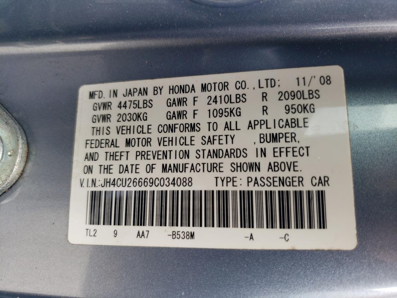 JH4CU26669C034088 2009 Acura Tsx