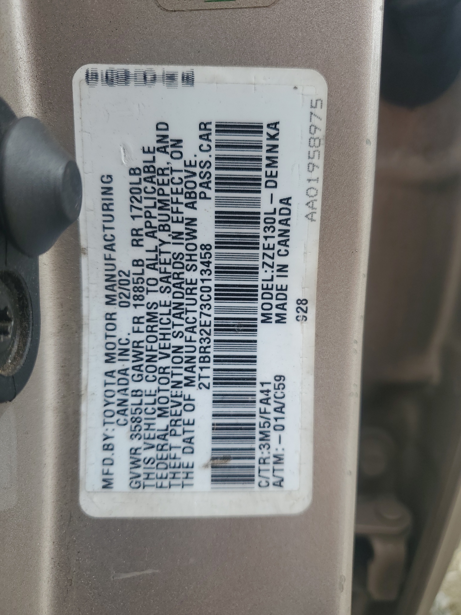 2T1BR32E73C013458 2003 Toyota Corolla Ce