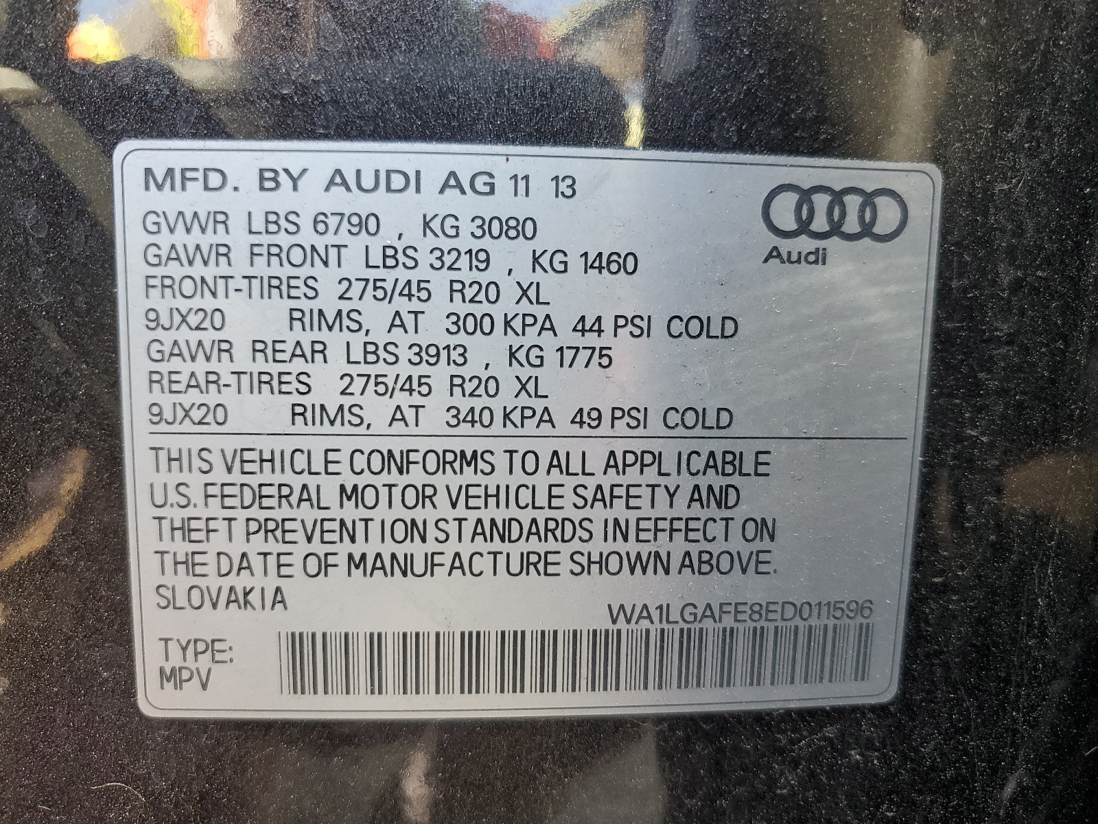 WA1LGAFE8ED011596 2014 Audi Q7 Premium Plus