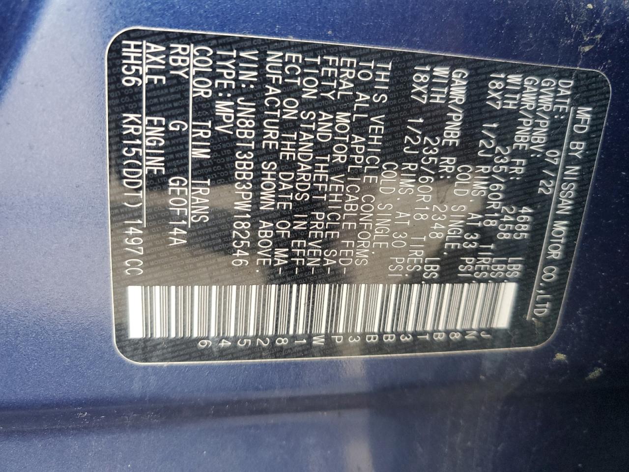 2023 Nissan Rogue Sv VIN: JN8BT3BB3PW182546 Lot: 64580754