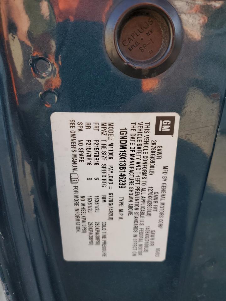 2003 Chevrolet Astro VIN: 1GNDM19X13B146239 Lot: 64726154