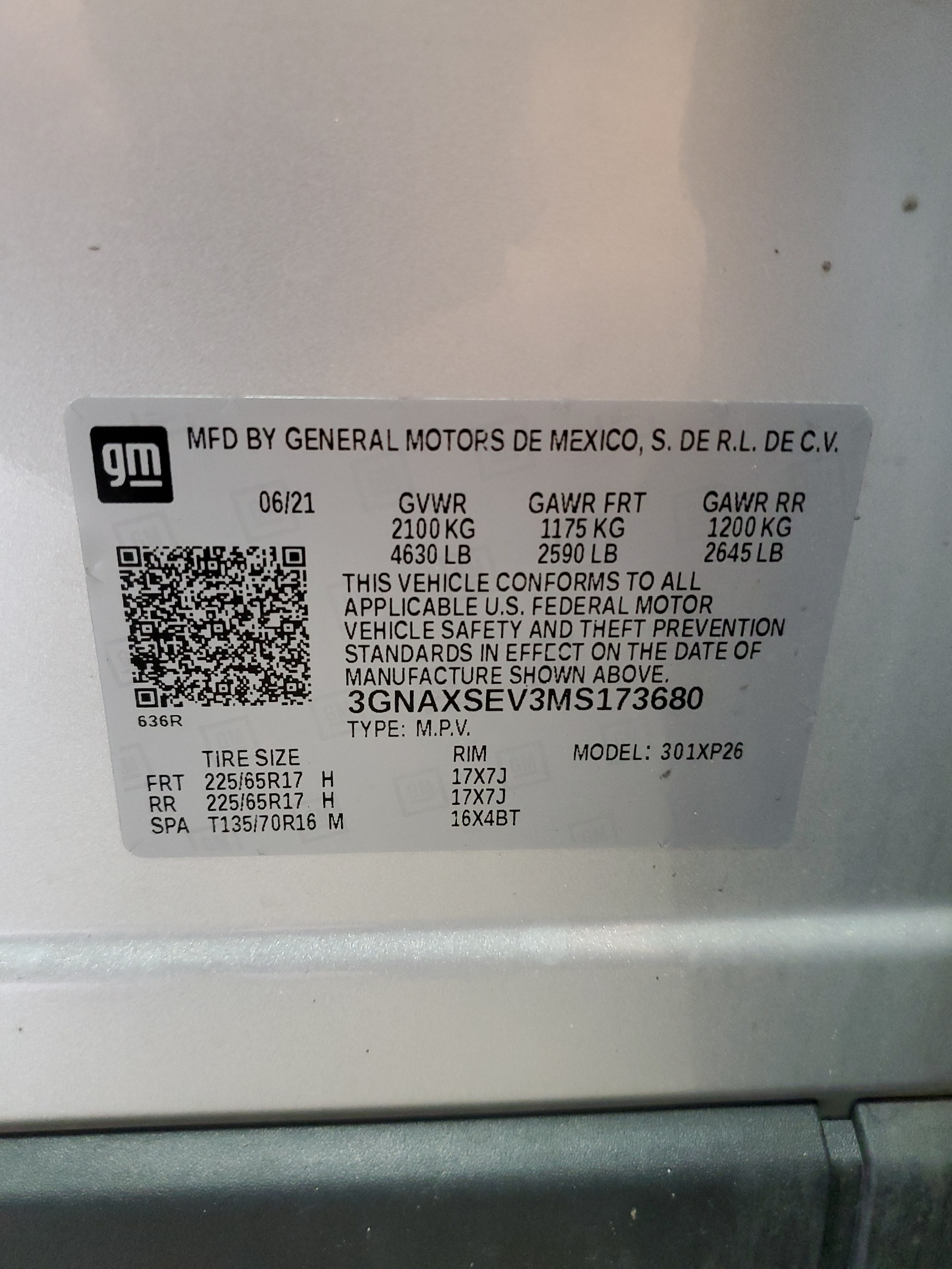 3GNAXSEV3MS173680 2021 Chevrolet Equinox Ls