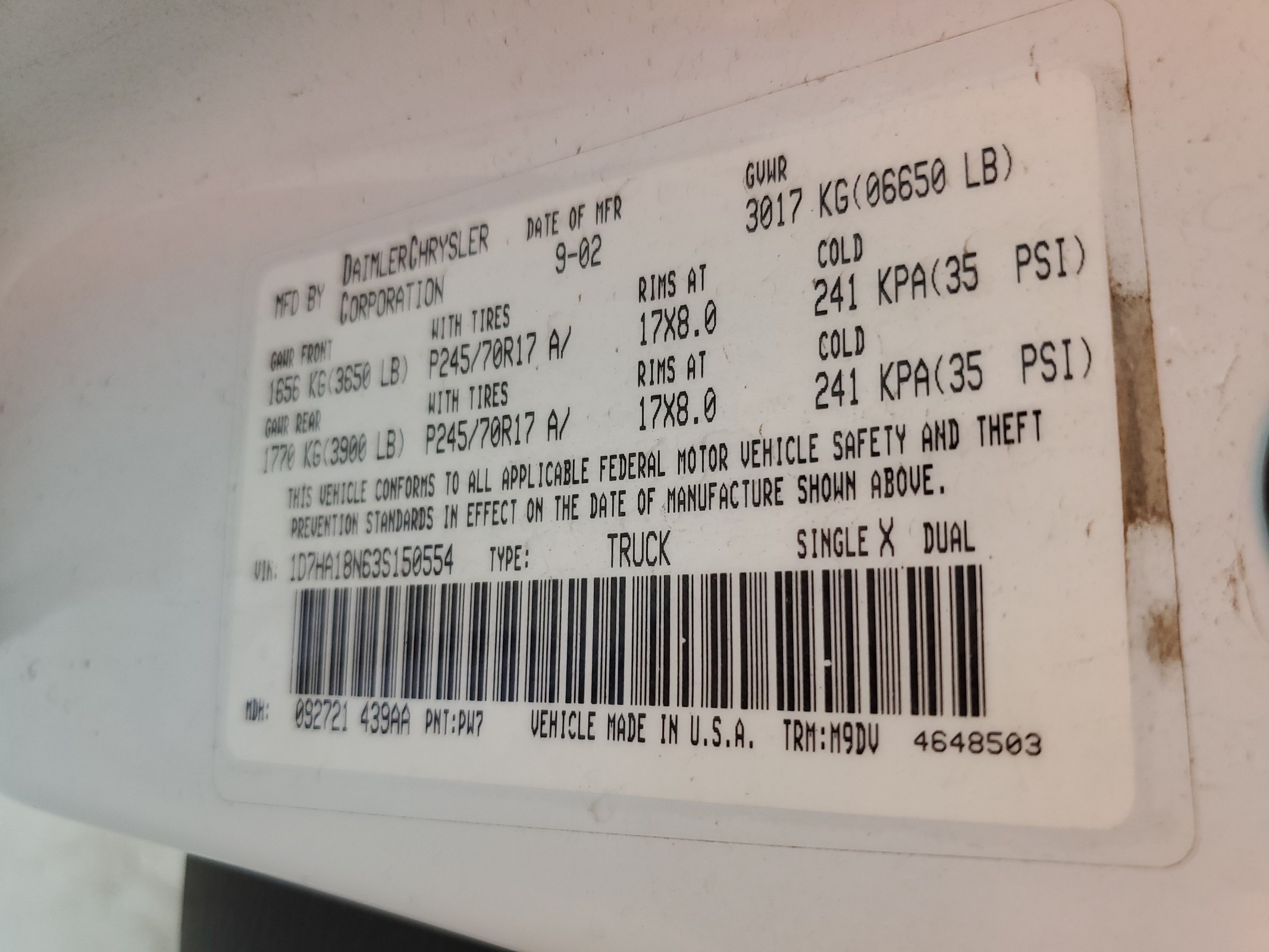 1D7HA18N63S150554 2003 Dodge Ram 1500 St