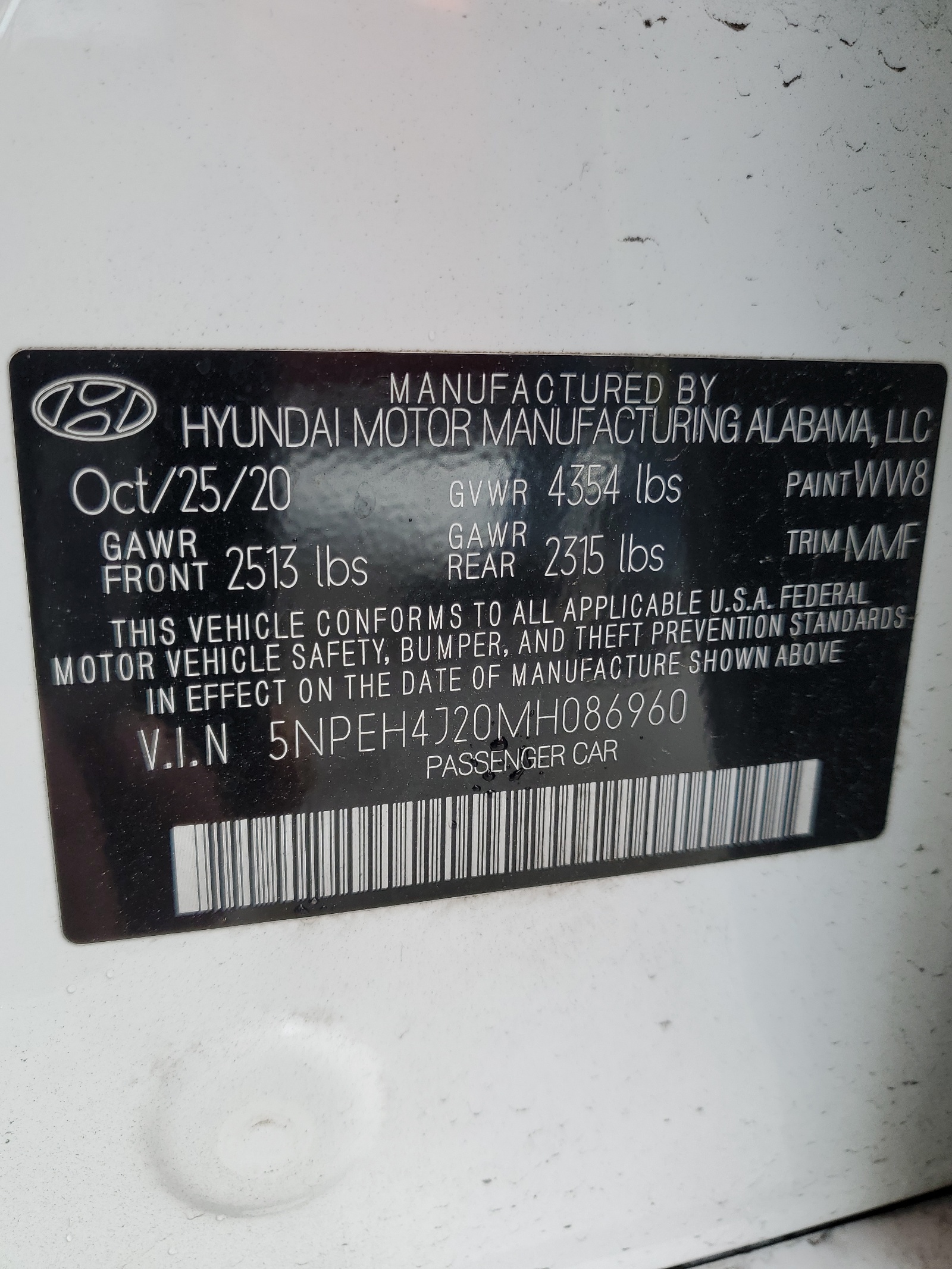 5NPEH4J20MH086960 2021 Hyundai Sonata Limited