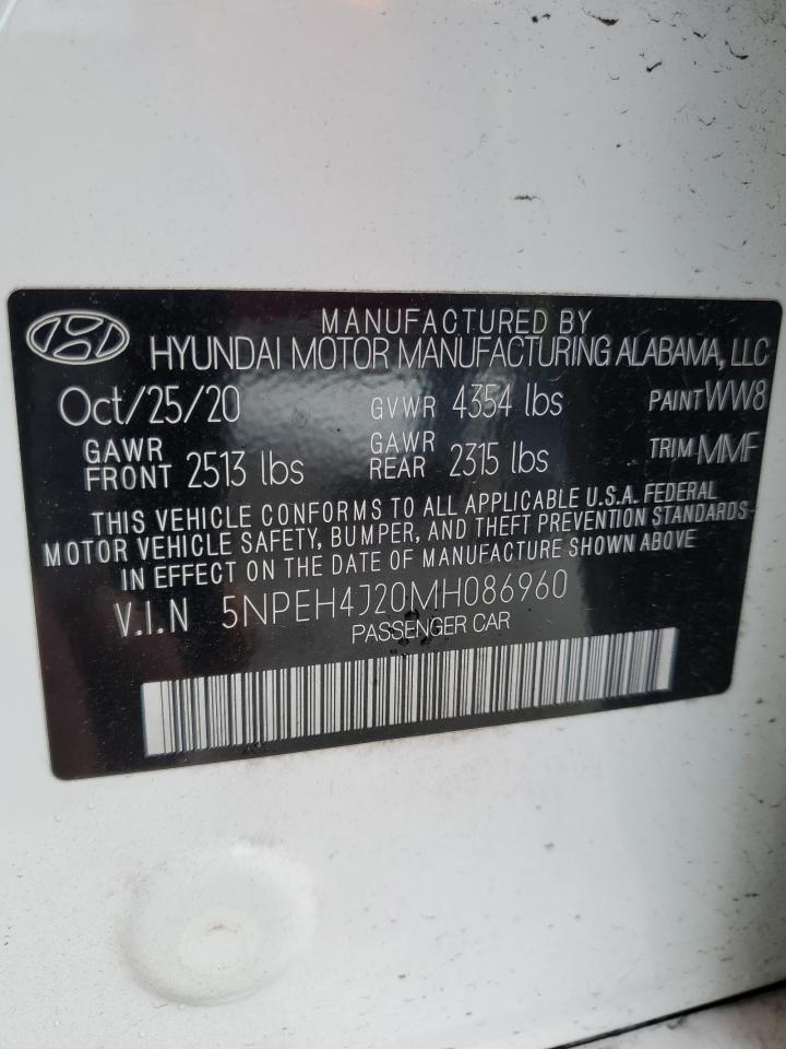 2021 Hyundai Sonata Limited VIN: 5NPEH4J20MH086960 Lot: 64186864
