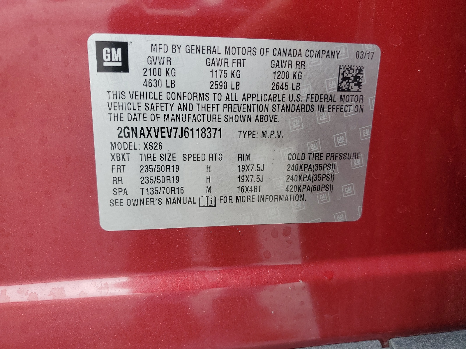 2GNAXVEV7J6118371 2018 Chevrolet Equinox Premier