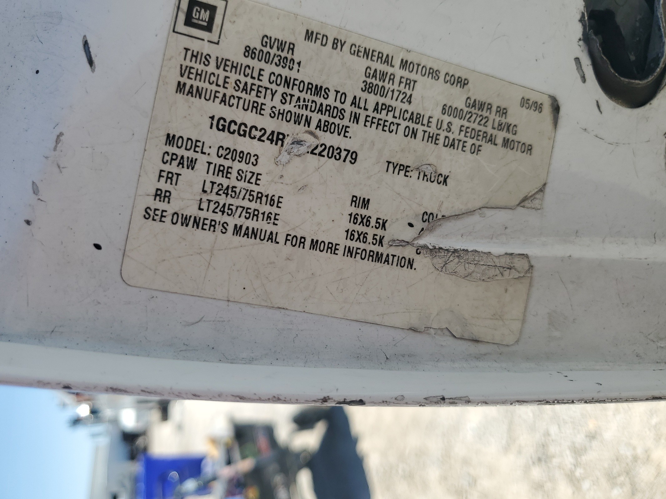 1GCGC24R7TE220379 1996 Chevrolet Gmt-400 C2500