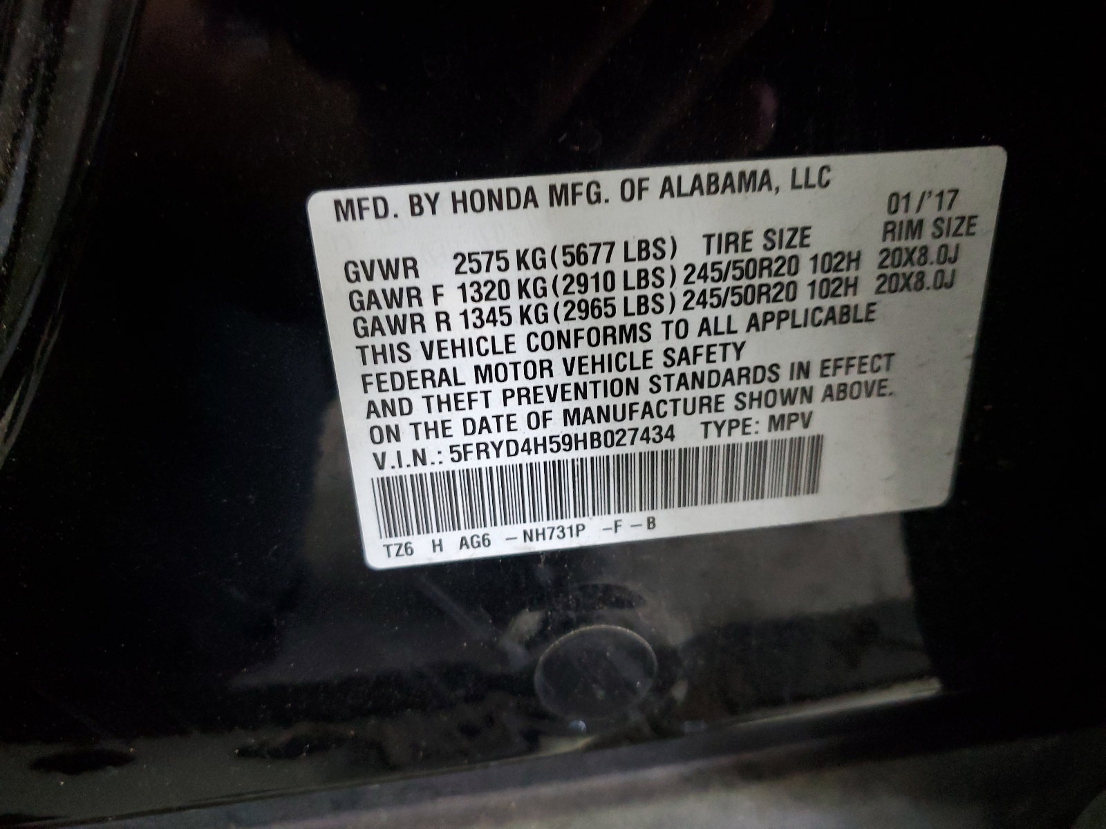 5FRYD4H59HB027434 2017 Acura Mdx Technology