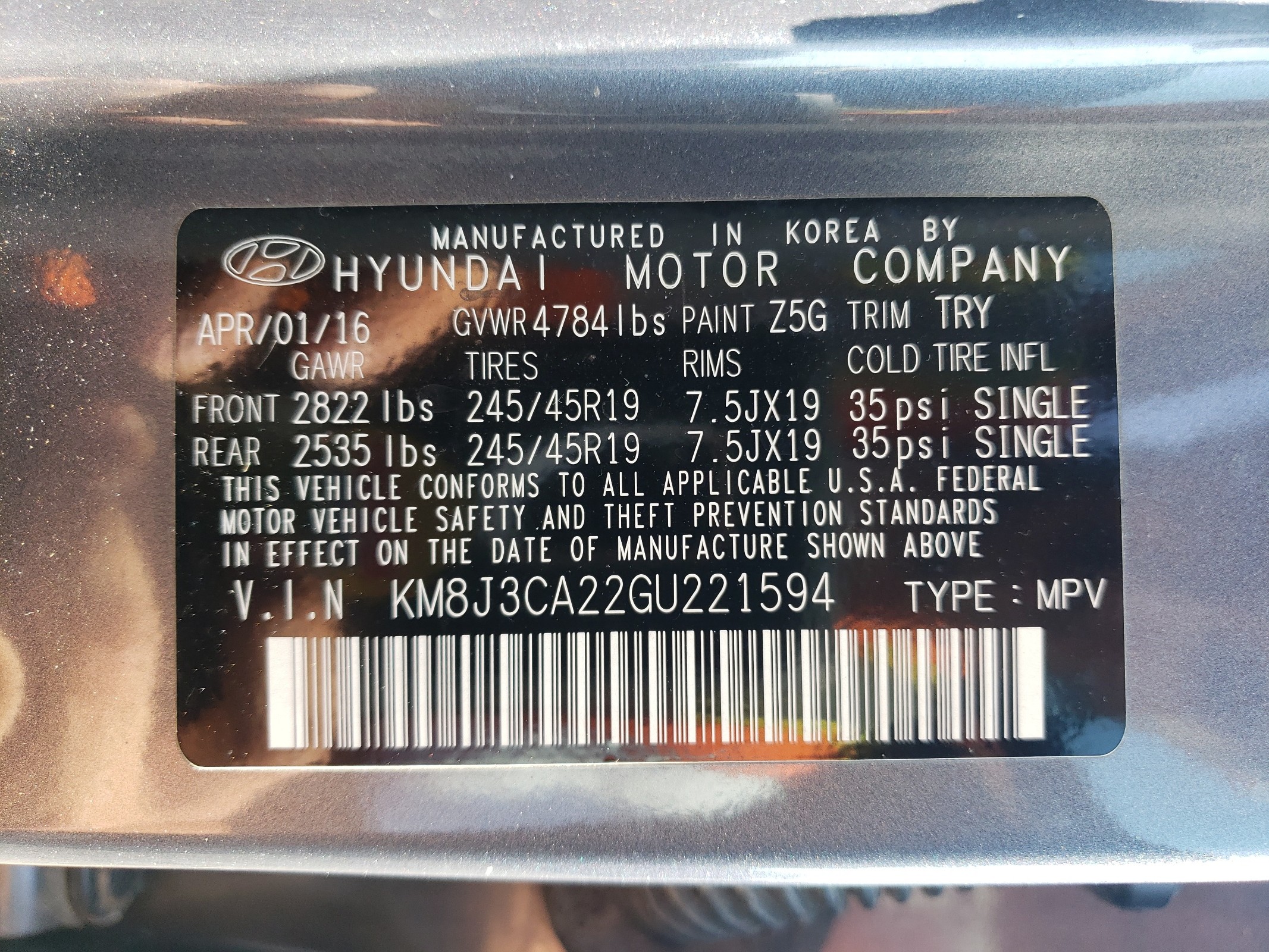 KM8J3CA22GU221594 2016 Hyundai Tucson Limited