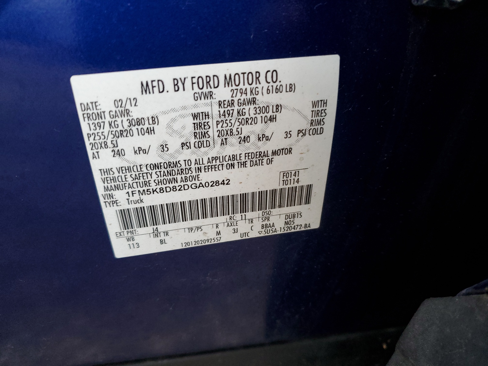 1FM5K8D82DGA02842 2013 Ford Explorer Xlt