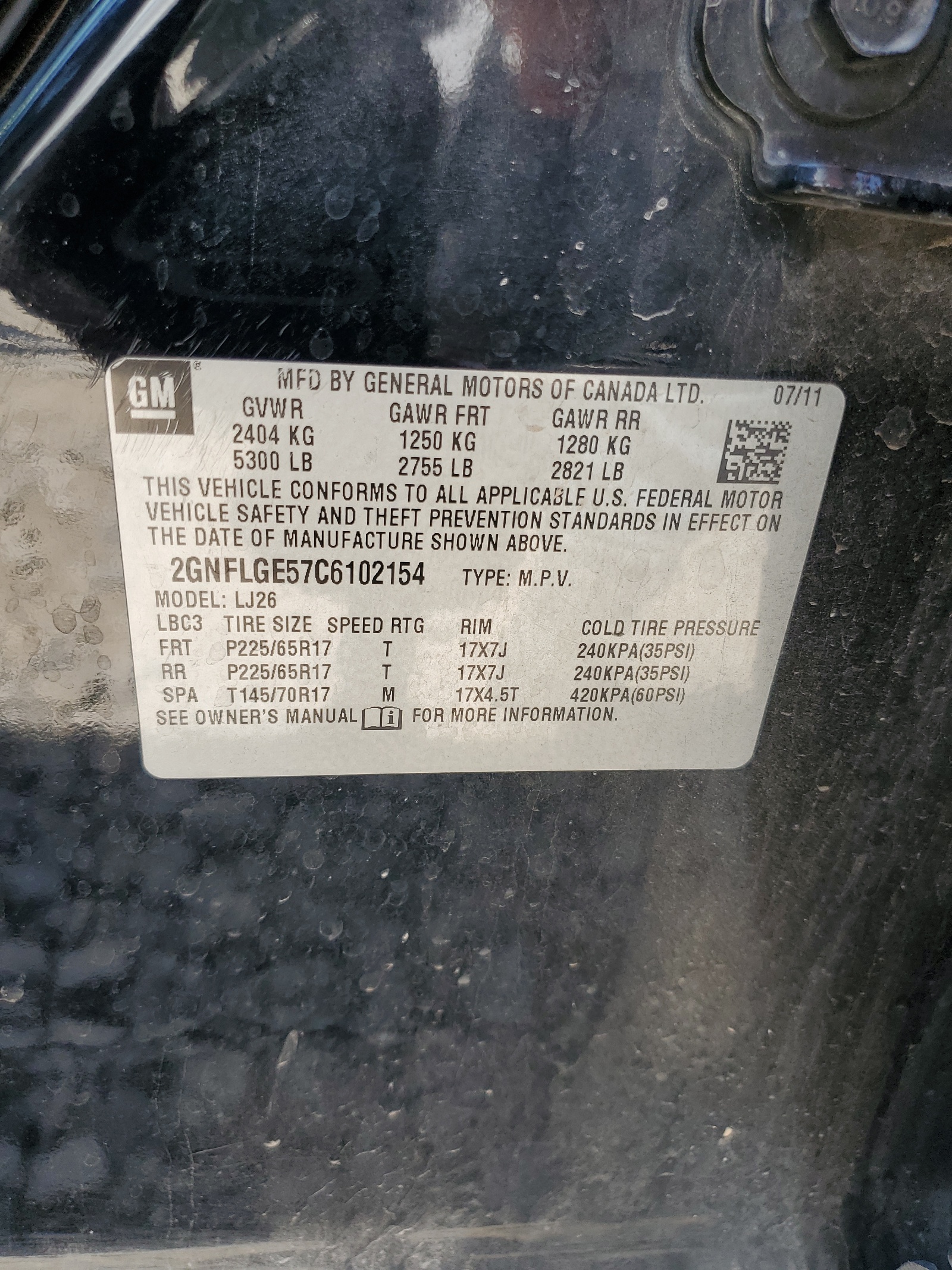 2GNFLGE57C6102154 2012 Chevrolet Equinox Ltz