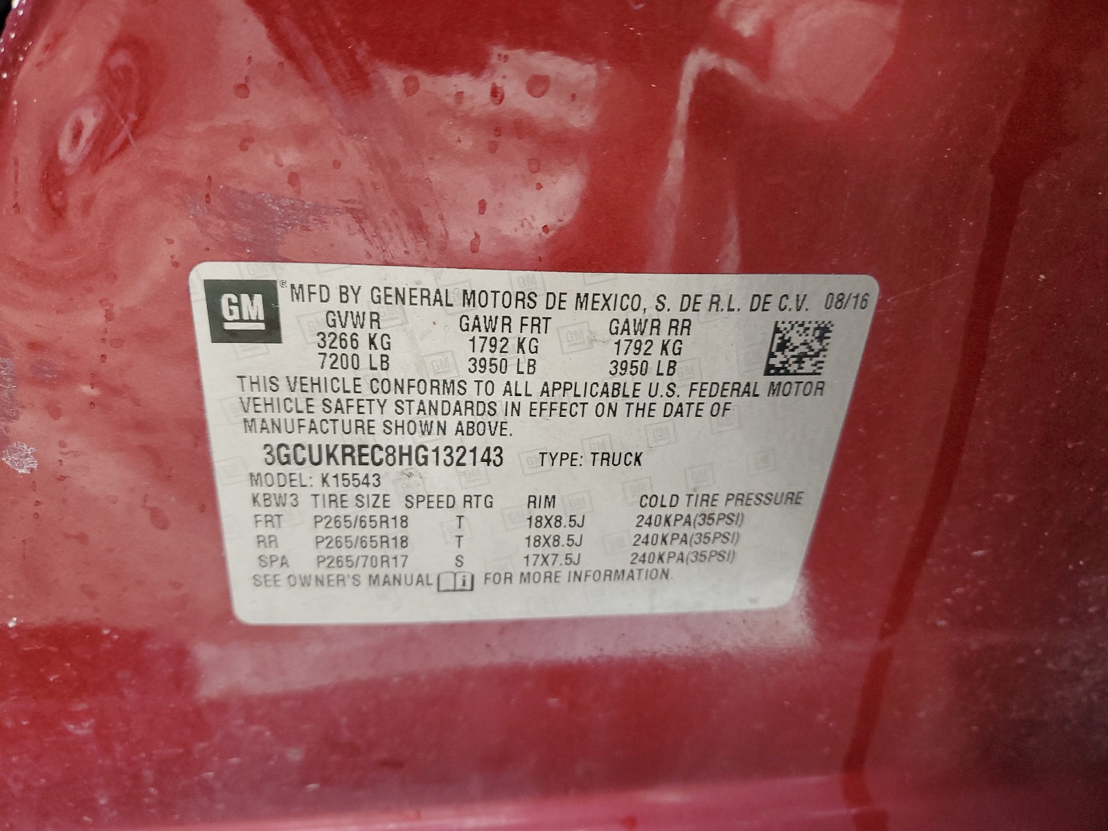 3GCUKREC8HG132143 2017 Chevrolet Silverado K1500 Lt