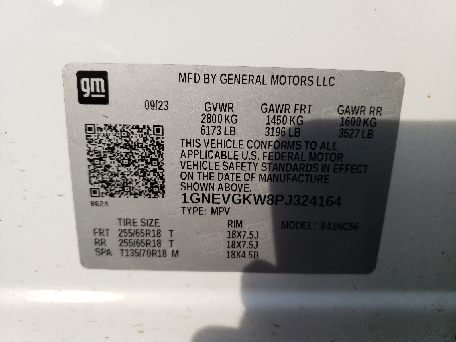 1GNEVGKW8PJ324164 2023 Chevrolet Traverse Lt