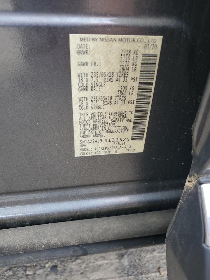 2020 Nissan Murano S VIN: 5N1AZ2AJ9LN131525 Lot: 64867224