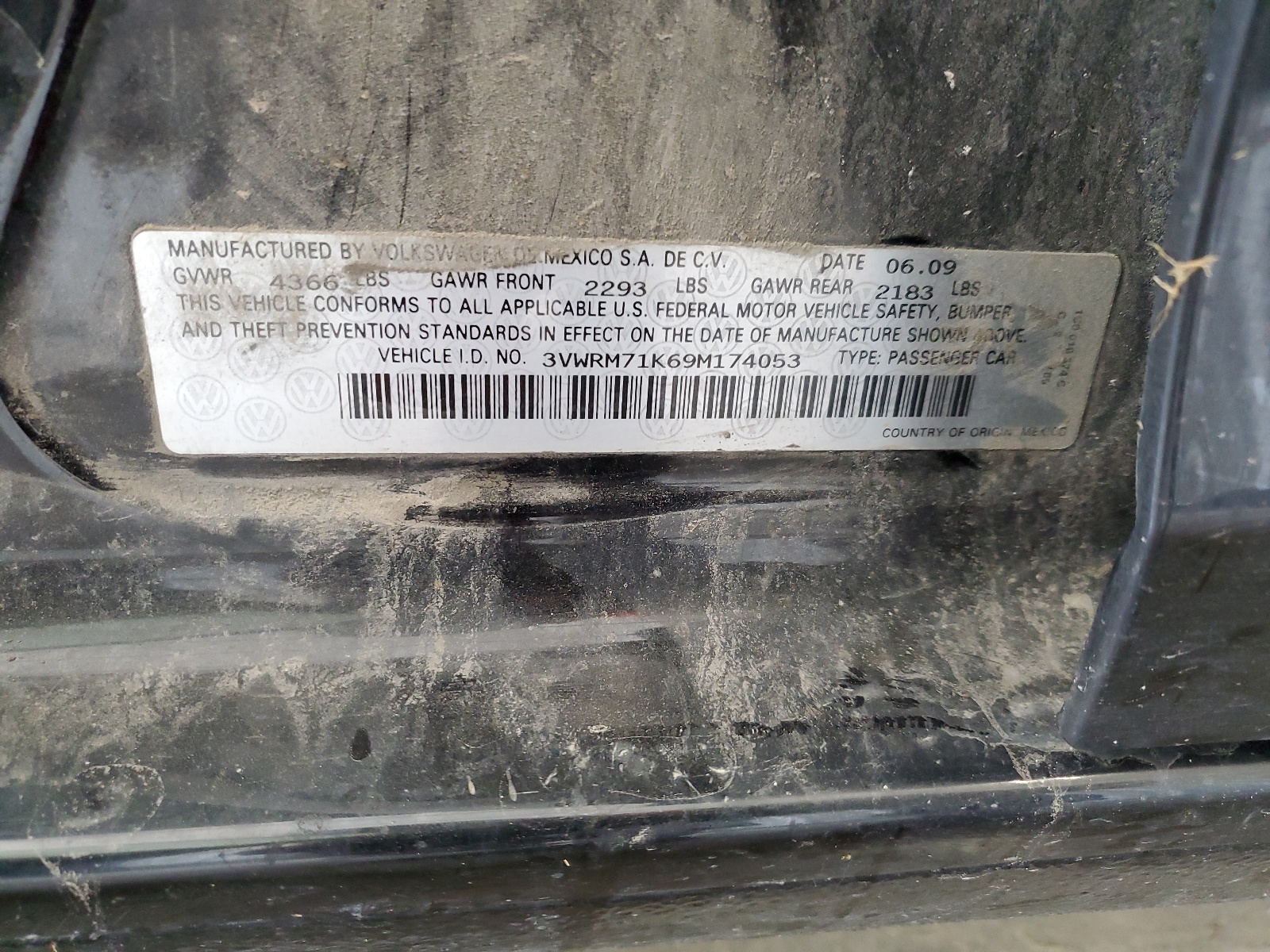 3VWRM71K69M174053 2009 Volkswagen Jetta Se