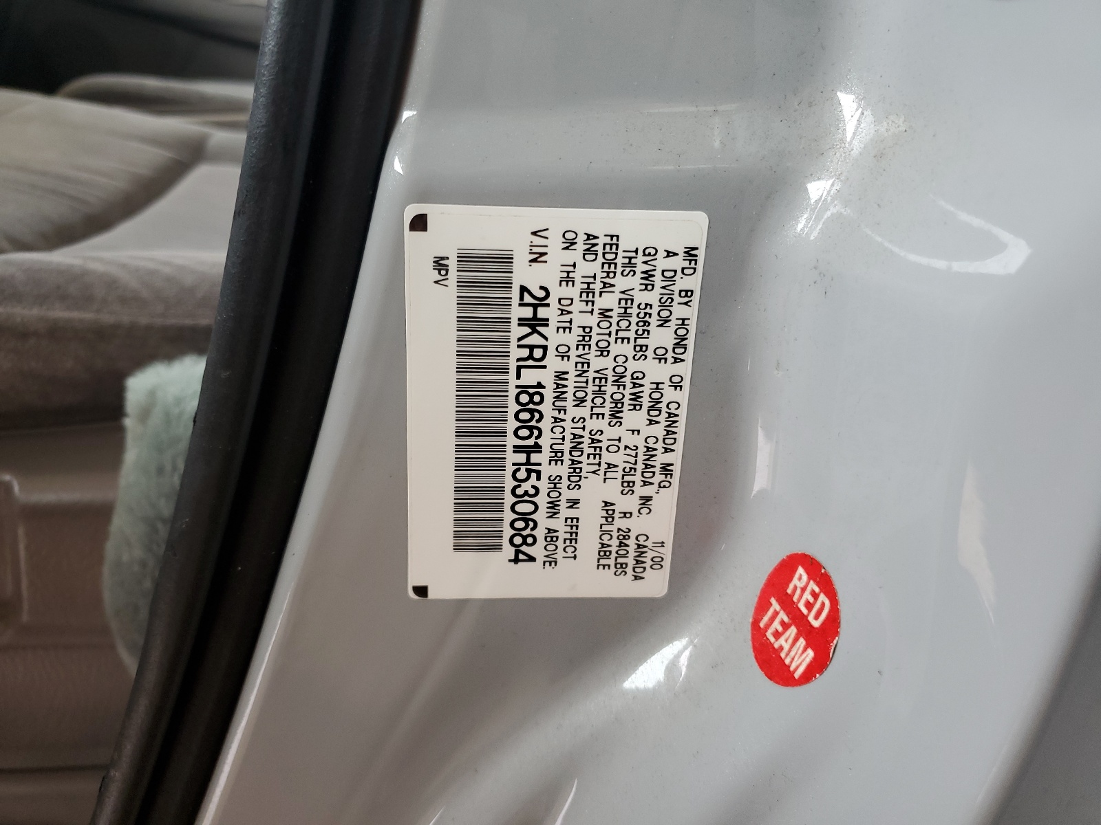 2HKRL18661H530684 2001 Honda Odyssey Ex