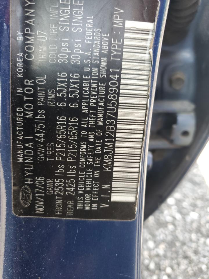 2007 Hyundai Tucson Gls VIN: KM8JM12B37U589041 Lot: 64835934