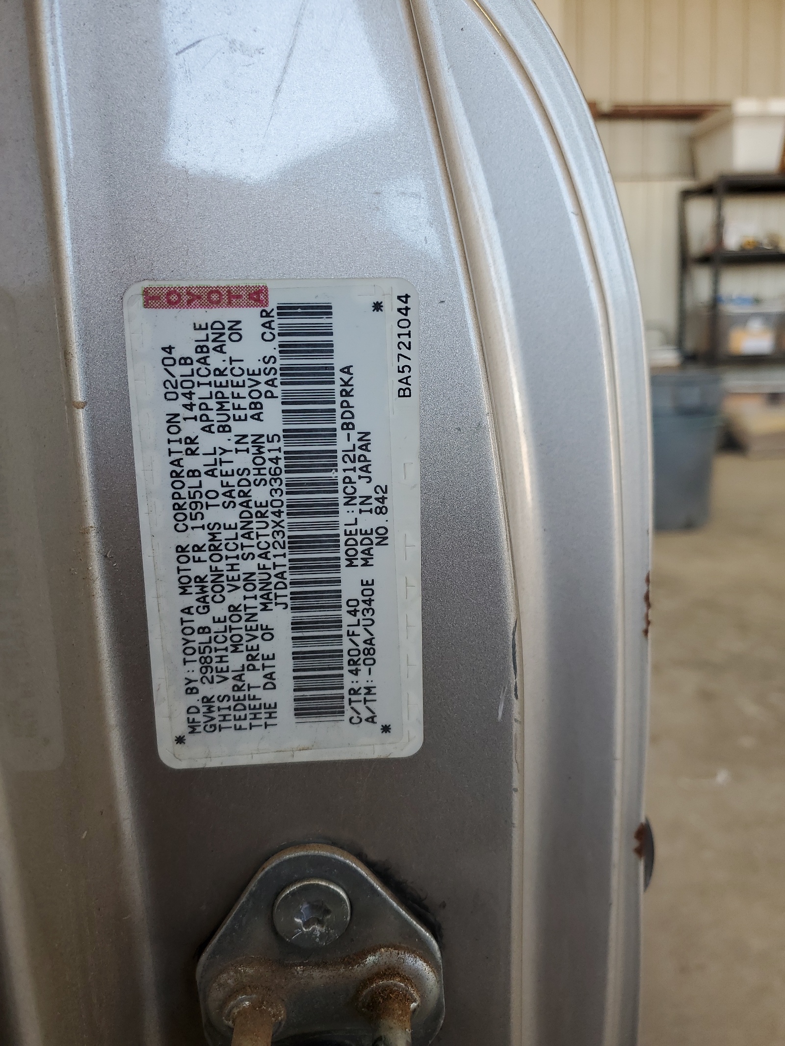 JTDAT123X40336415 2004 Toyota Echo