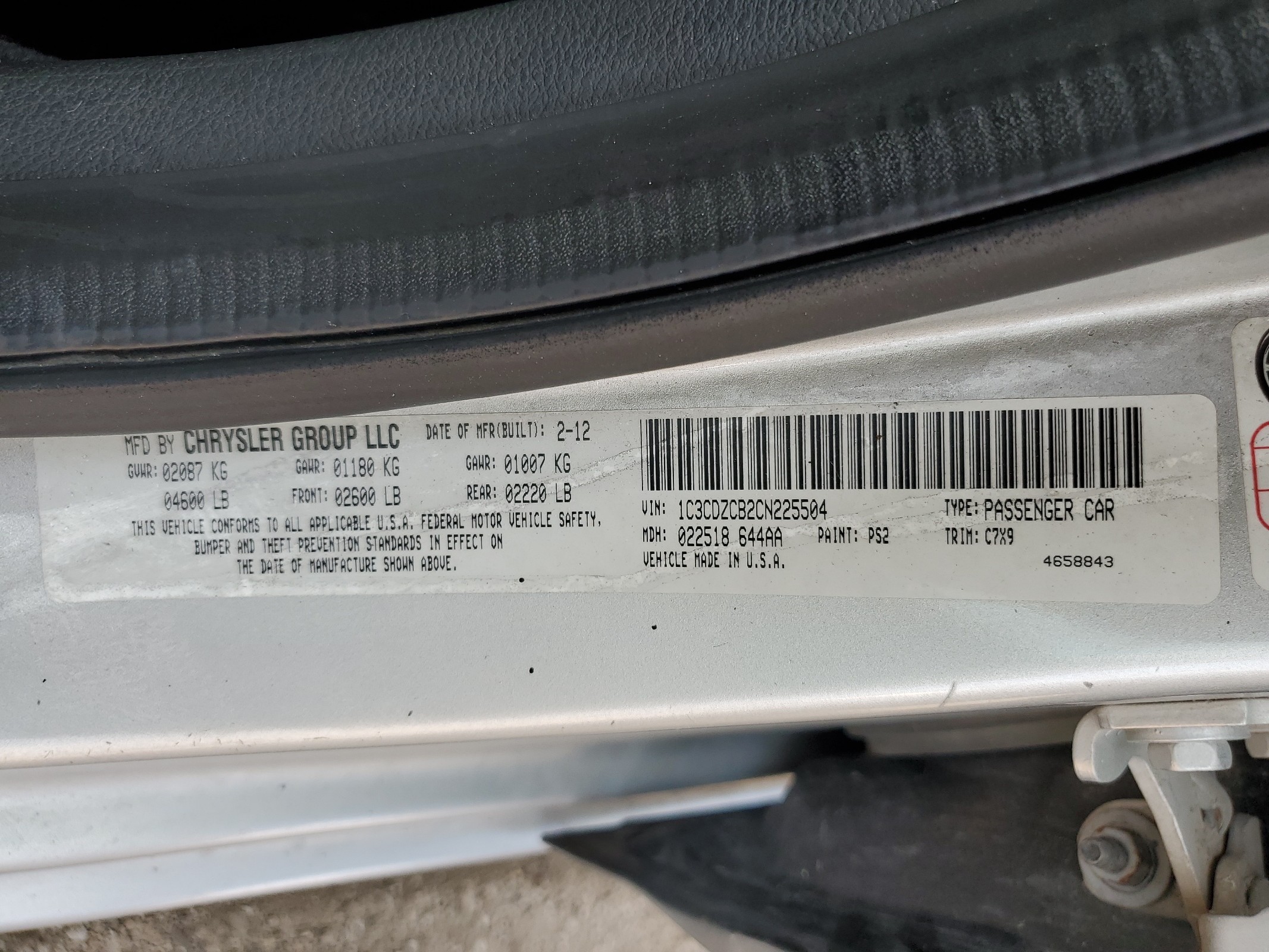 1C3CDZCB2CN225504 2012 Dodge Avenger Sxt