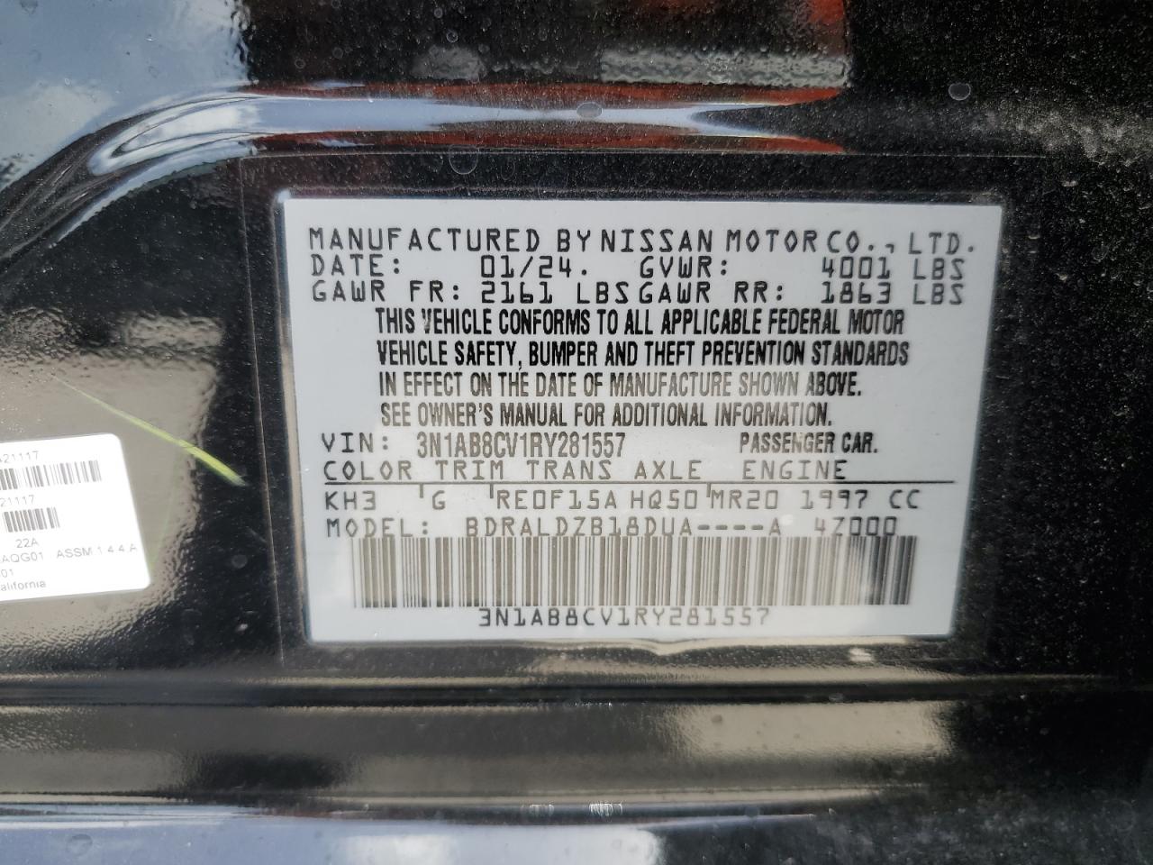 3N1AB8CV1RY281557 2024 Nissan Sentra Sv