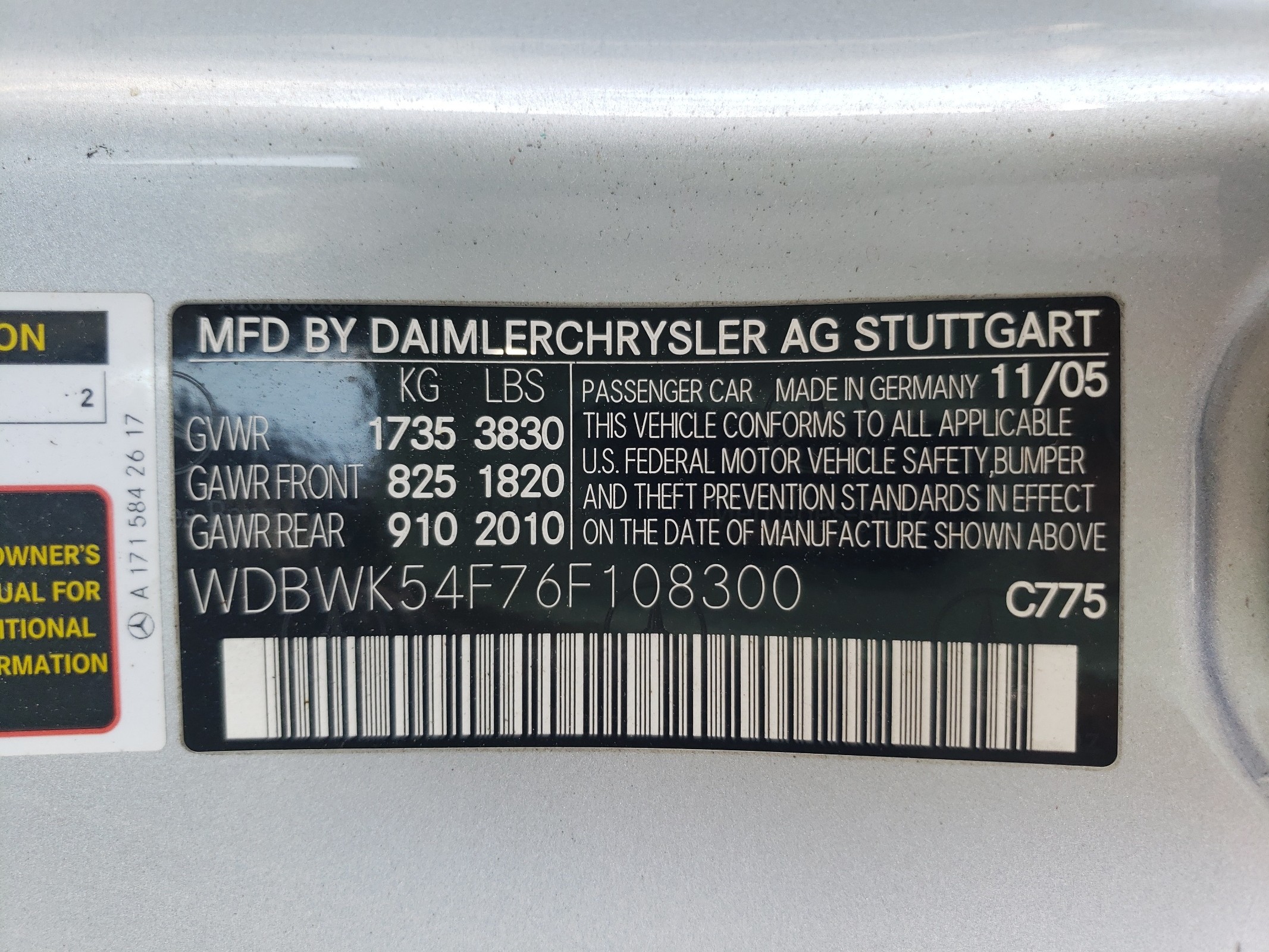 WDBWK54F76F108300 2006 Mercedes-Benz Slk 280