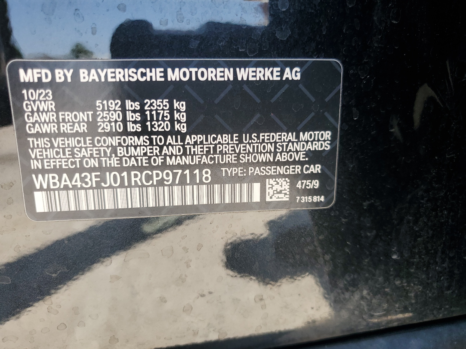 WBA43FJ01RCP97118 2024 BMW 530 I