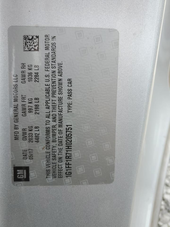 2017 Chevrolet Camaro Ss VIN: 1G1FF1R71H0205751 Lot: 64404314