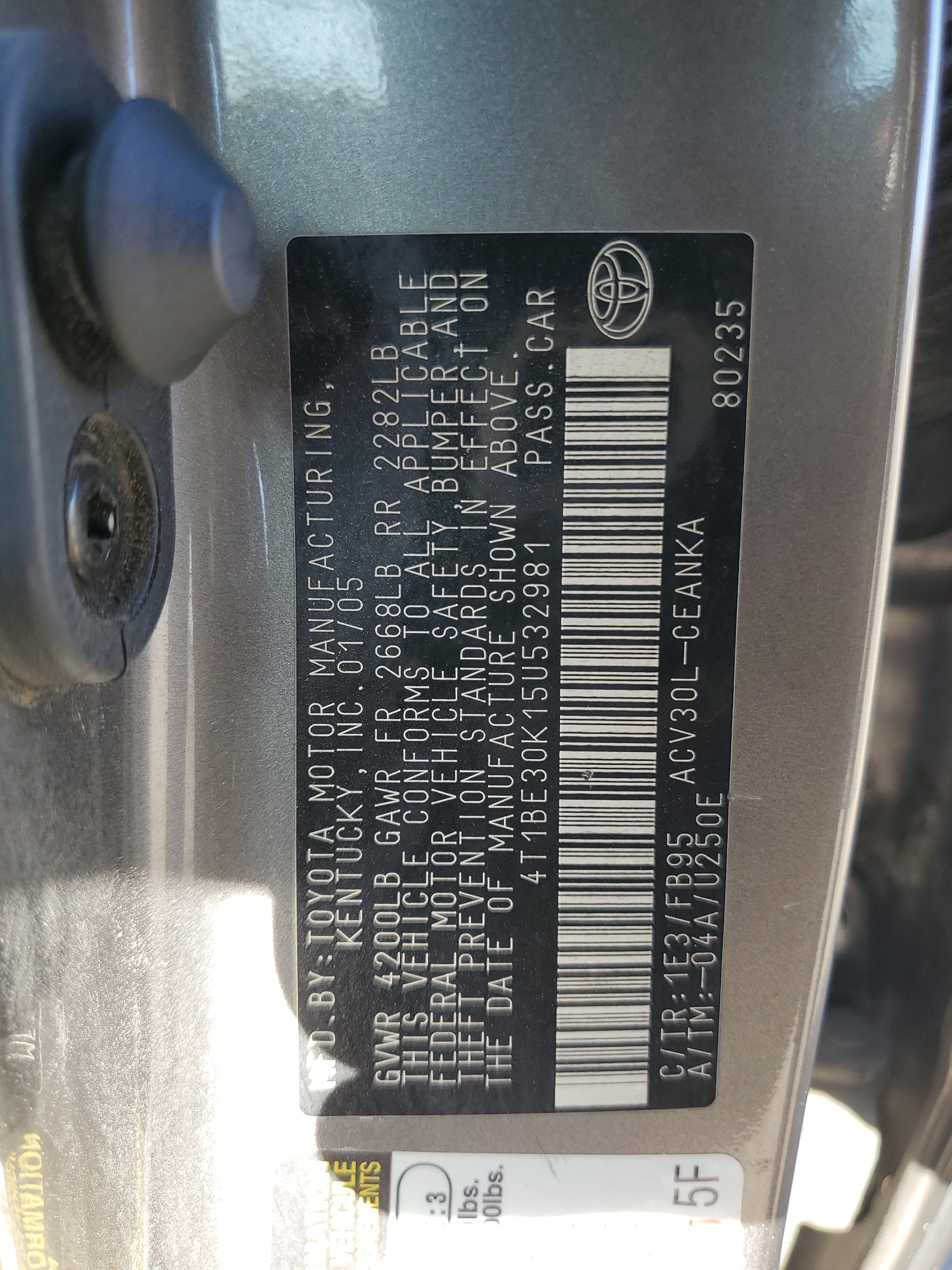 4T1BE30K15U532981 2005 Toyota Camry Le