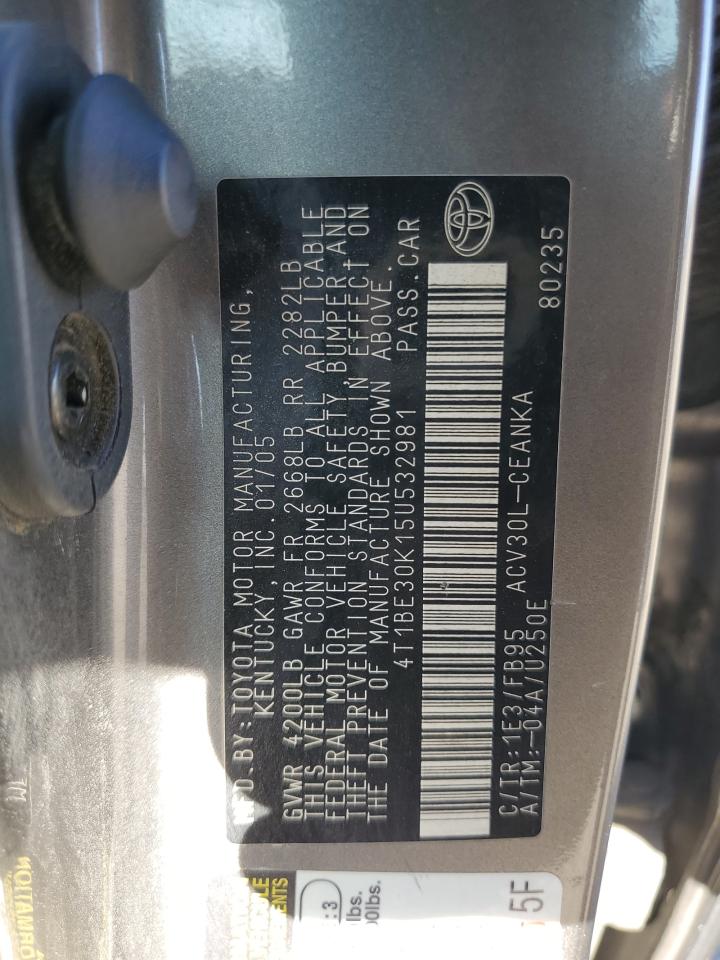 2005 Toyota Camry Le VIN: 4T1BE30K15U532981 Lot: 65280054