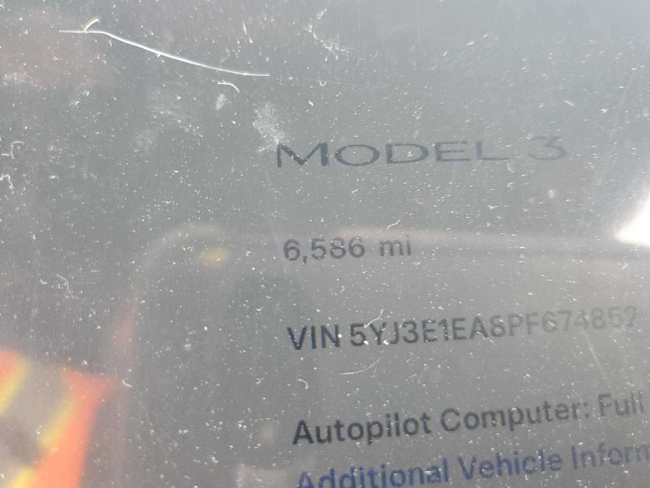 2023 Tesla Model 3 VIN: 5YJ3E1EA8PF674852 Lot: 64686214