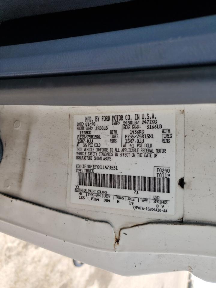 1990 Ford F150 VIN: 1FTDF15YXLLA73531 Lot: 64324314