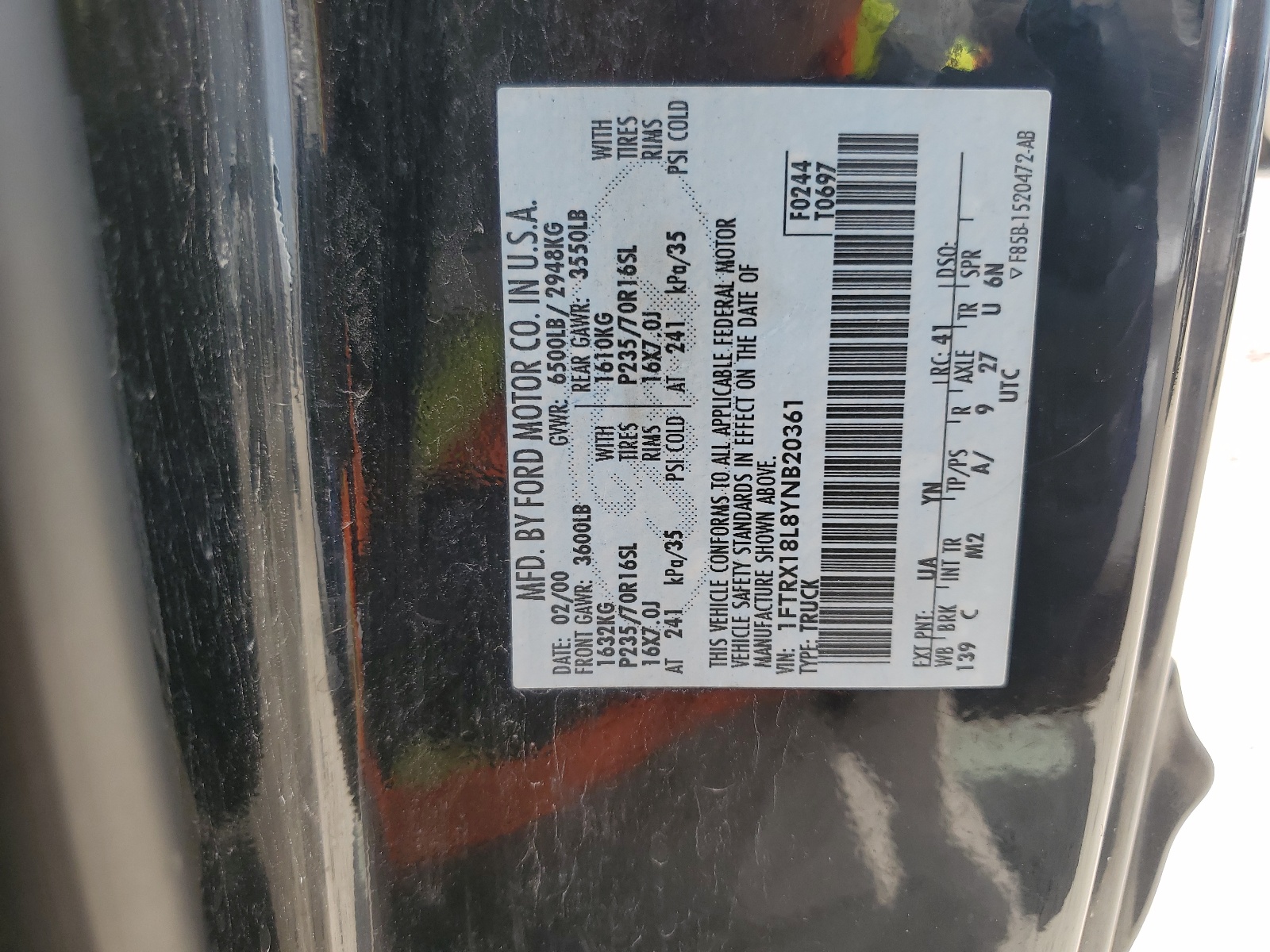 1FTRX18L8YNB20361 2000 Ford F150